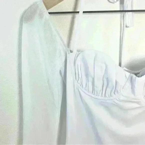 NWT Princess Polly | Dyer Sheer Sleeve White Mini Dress Low Impact | Size US 2 - Picture 6 of 16